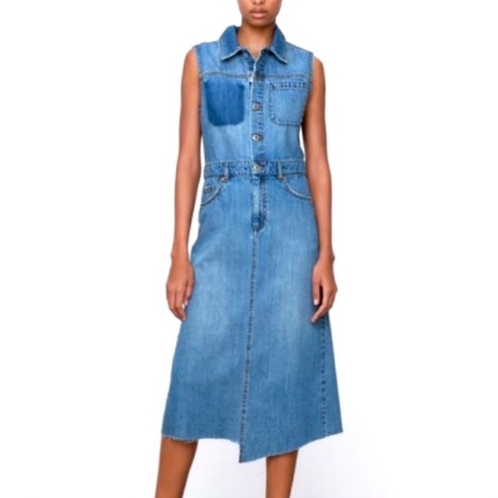 NWT ZARA MIDI DENIM DRESS